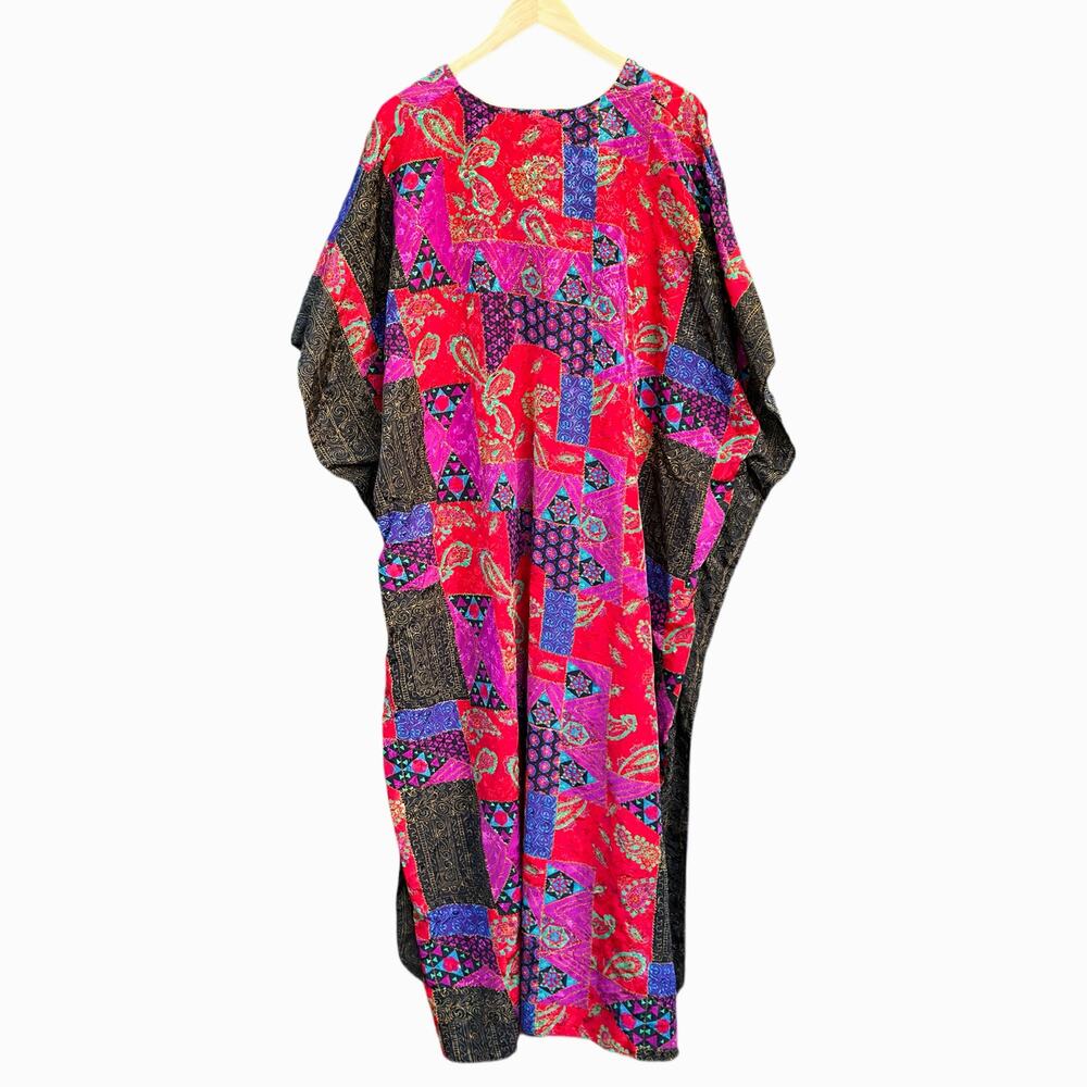 Vintage Winlar Katftan Women's One Size Colorful Satin Feel Boho Hippie Lounge - Picture 2 of 6